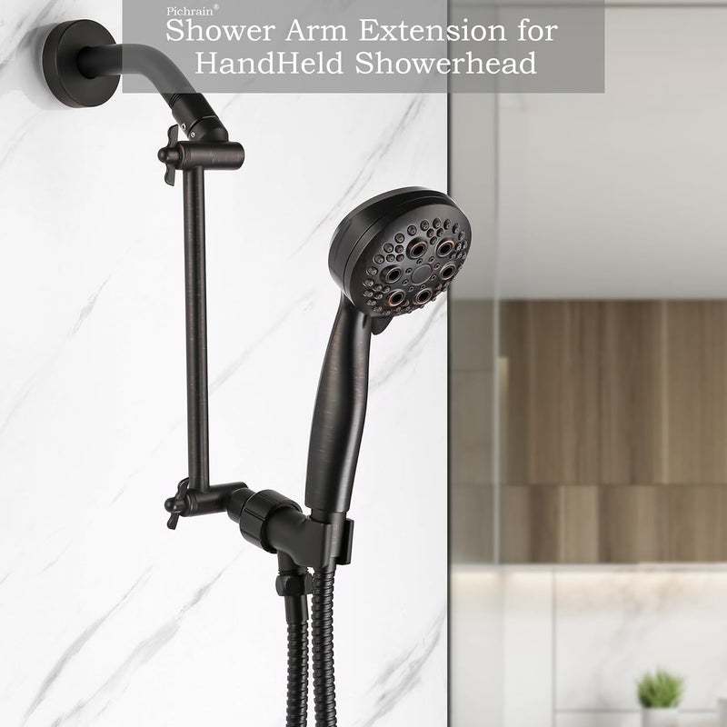Pichrain Shower Head Arm, Adjustable Shower Extension Arm for Rain Showerheads, Angle & Height Adjustable Shower Head Extender Arm, G1/2 Universal Connector, Easy to Install (Oil Rubbed Bronze, 10 Inch) - Image 4